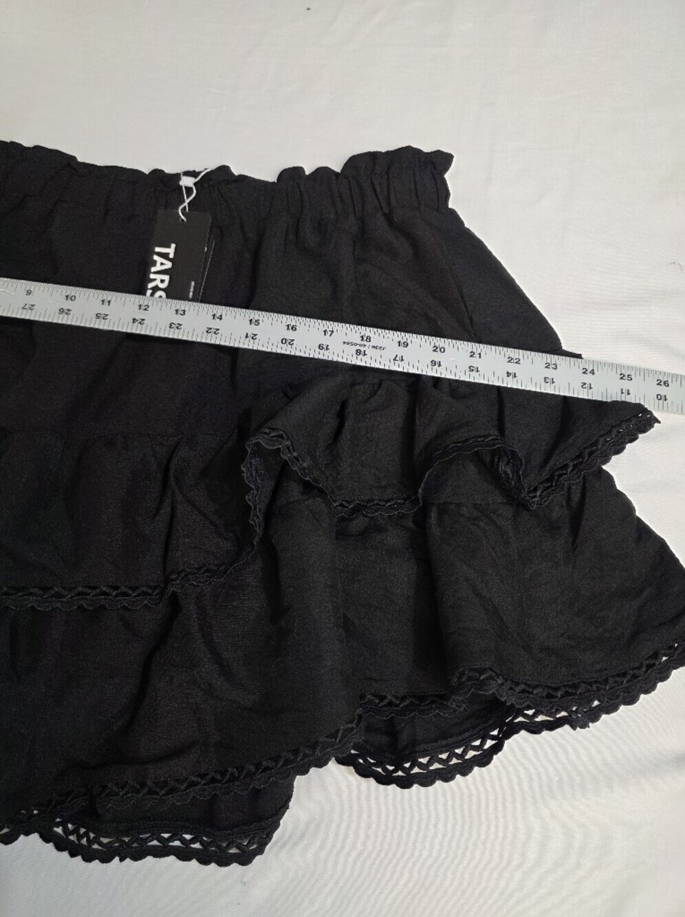 Terse Womens Size XL High Waist Black Tiered Lace-Trim Skort/skirt - Picture 9 of 13